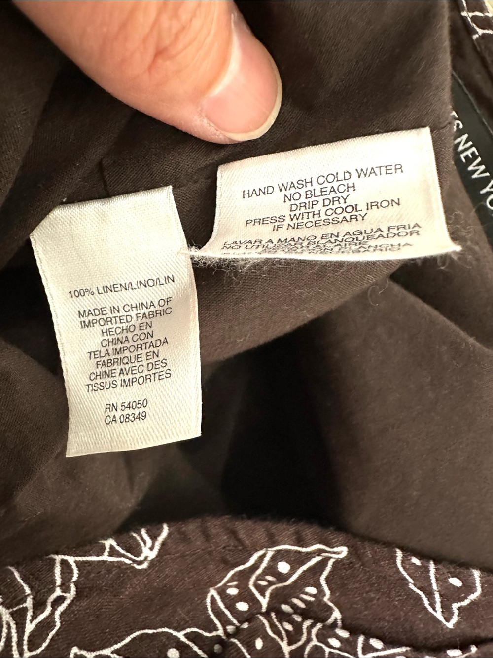 Vintage 100% Linen Chocolate Brown Floral Midi Dress Coastal Comfort Minimalist - Picture 12 of 12